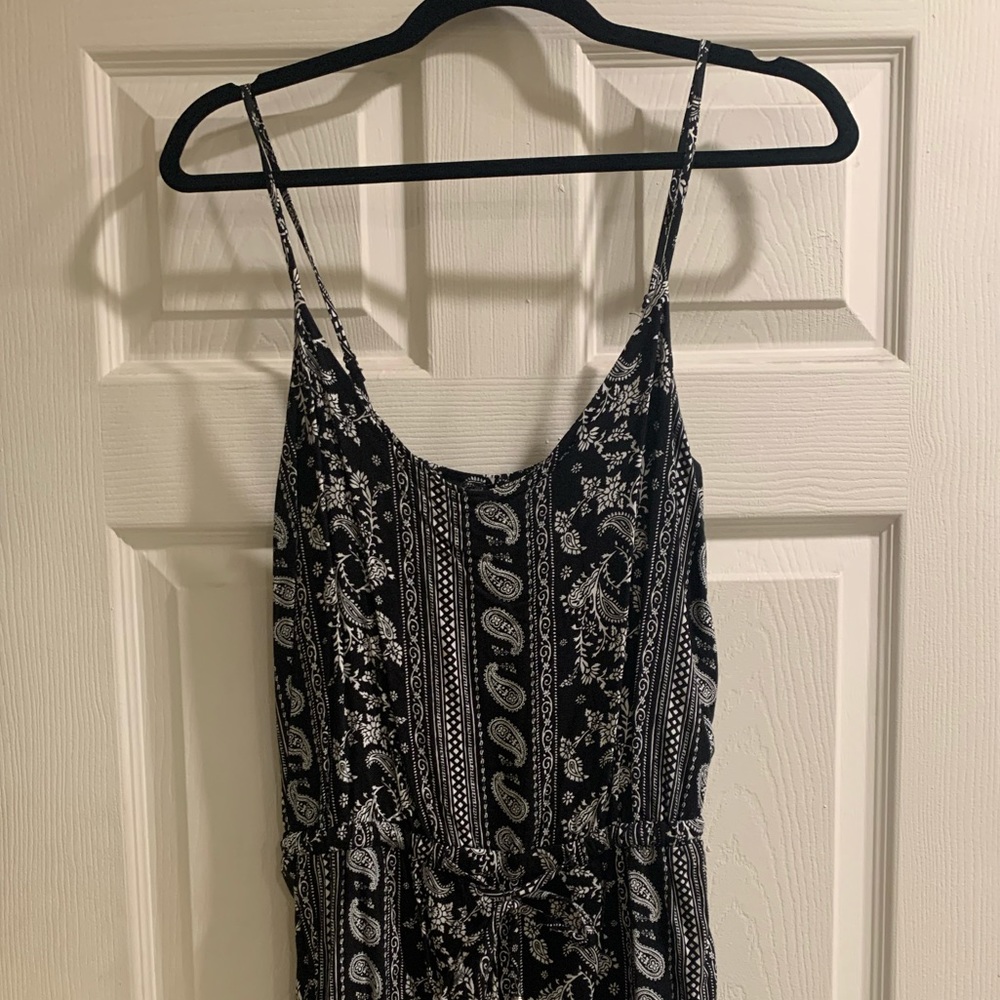Black and white paisley printed romper